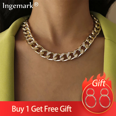 High Quality Cuban Choker Necklace Collares Punk Vintage Chunky Thick Link Aluminum Chain for Women New Year Jewelry Accessories ► Photo 1/6