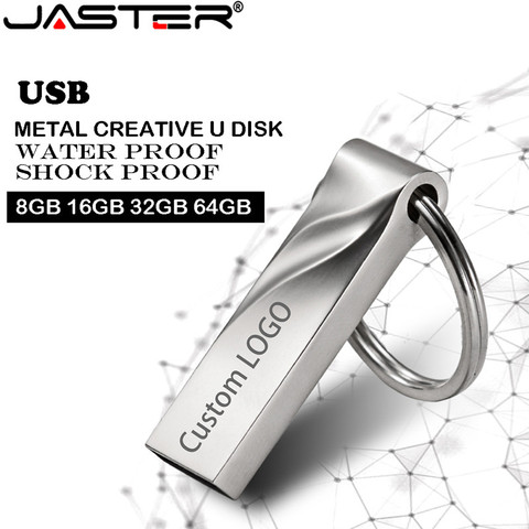 JASTER USB Flash Drives 16gb mini usb flash metalen pen sleutel schijf logo pendrive stick flash geheugenkaart 128GB 64GB 4GB ► Photo 1/6