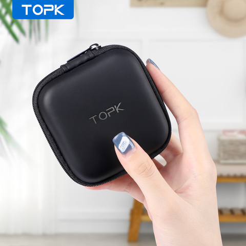 Topk Earphone Case Hard Headphone Bag Waterproof Cable Protector for Airpods Earpods Wireless Bluetooth Earphone Accessories ► Photo 1/6