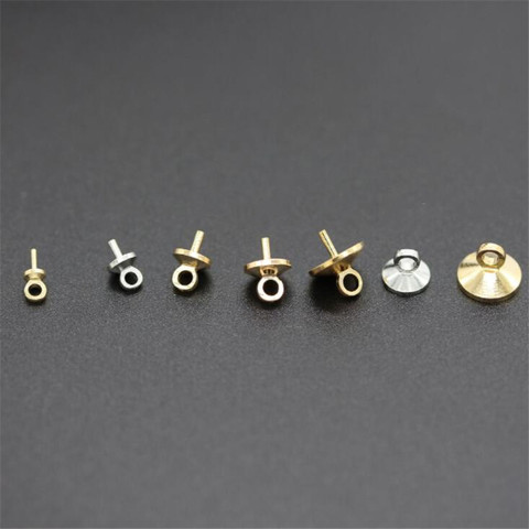 50pcs Pearl Screw Eye Pin Bail Peg Pendant Charm Connector 3 4 5 6mm Bail Cap for DIY Half-drilled Pearl Beads Jewelry Making ► Photo 1/6