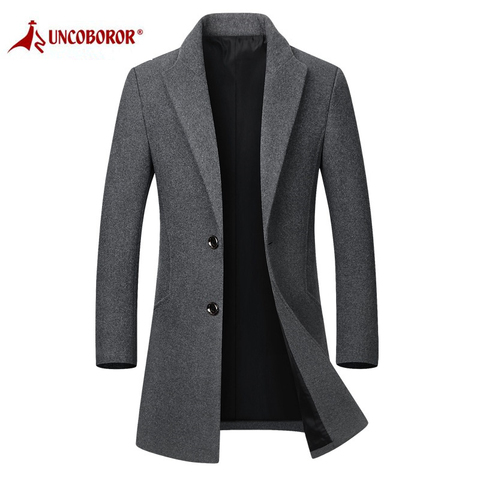 Autumn Winter Woolen Coat Casual Slim Jacket Men Blends Peacoat Overcoat Wool Palto Windbreaker Jacket Male Long Trench Coat ► Photo 1/6