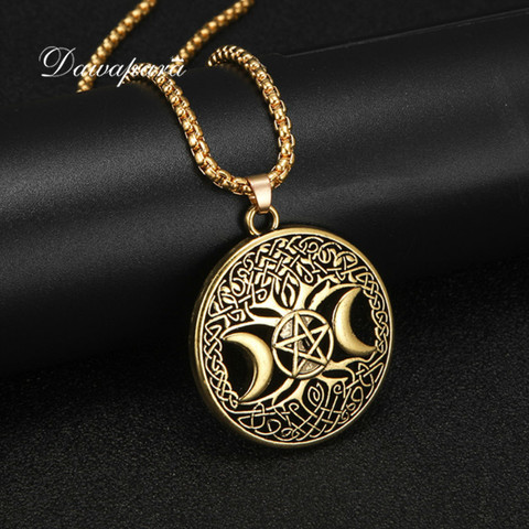 Dawapara Triple Moon Goddess Wicca Pentagram Magic supernatural Amulet Necklace Women tree of life moon necklaces pendants ► Photo 1/6