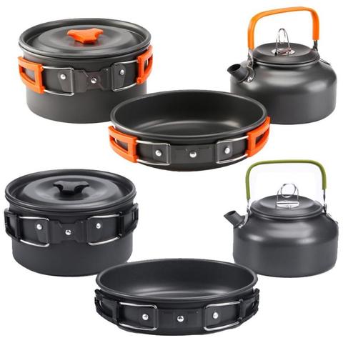 UltraLight Portable Outdoor Camping Cookware Water Set Marching Utensils Tableware Kettle Pan Sets Travel Pan Hiking Picnic Tool ► Photo 1/6