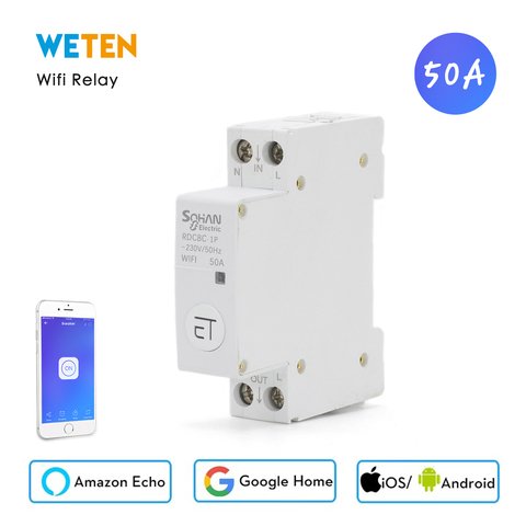 Din Rail Wifi Relay Time Delay Relay AC 220V 50A eWelink App Remote Control Work with Alexa Google Home Smart Time Delay Relay ► Photo 1/6