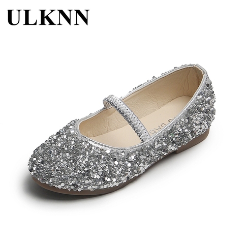 ULKNN Girls' Leather Shoes Princess 2022 Autumn NewNon-Slip Soft Bottom Wear-Resistant Little Baby Sequined Children's Shoes ► Photo 1/6