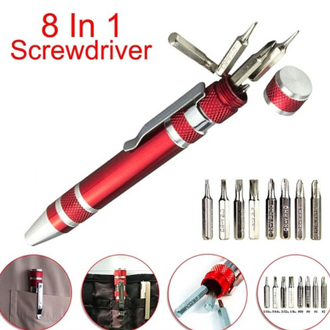 1pc 8 In 1 Repair Hand Tools Kit Multifunction Aluminum Pocket Precision Mini Screwdriver Pen ► Photo 1/6