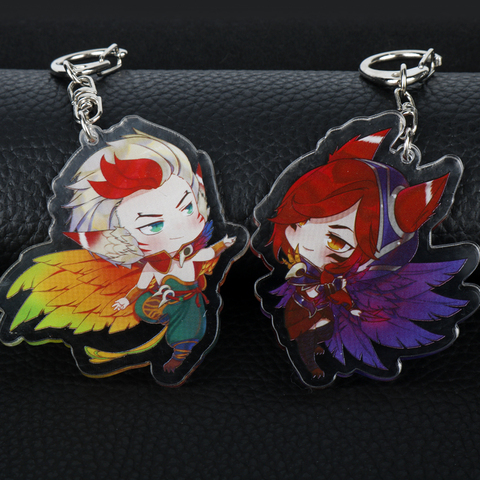 XAYAH and RAKAN Key Chains for Couples Game League of Legend keychain Naruto Acrylic Pendant Jewelry dropshipping Accessory ► Photo 1/6