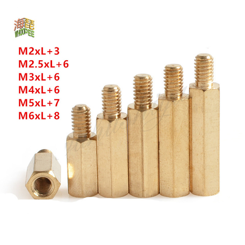 50PCS  20pcs 10pcs 5pcs 2pcs male to female Brass spacer M2 m2.5 m3 m4 m5 M6  Long Hexagonal Brass PCB Standoffs Spacers ► Photo 1/1