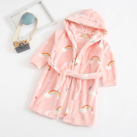 Children Bath Robe Baby Towel Children's Rainbow Cartoon Hooded Bathrobes For Boys Girls pajamas Kids Sleepwear Robe 2 6 8 Years ► Photo 1/6