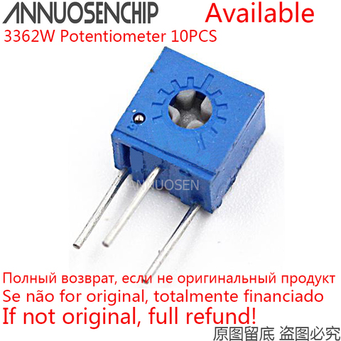 10PCS 3362W Adjustable Precision Potentiometer 100 200 500 R Ohm 1K 2K 5K 10K 20K 50K 100K 200K 500K 1M 3362 Trimpo Trimmer ► Photo 1/1