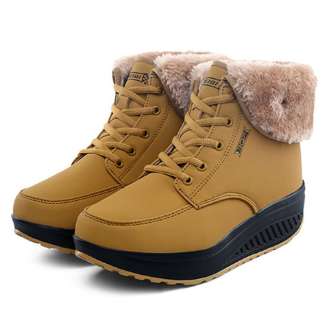 Platform Snow Boots Women Boots Plush Warm Ankle Wedge Boots Winter Shoes Female Booties Women Winter Boots Non-slip Booties ► Photo 1/6