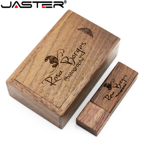 JASTER usb 2.0 Wooden box pen drive 16gb USB Flash Drive usb 32GB 8GB 4GB fast speed memoria Usb 64gb micro stick 1PCS free logo ► Photo 1/6