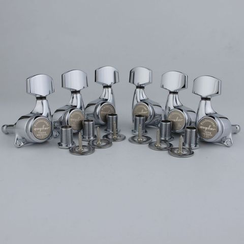 GUYKER Chrome Guitar Locking Tuners Machine Heads Tuners 3R3L Gear ratio 1:21 Lock Tuning Pegs for LP SG Electric Guitars Silver ► Photo 1/4