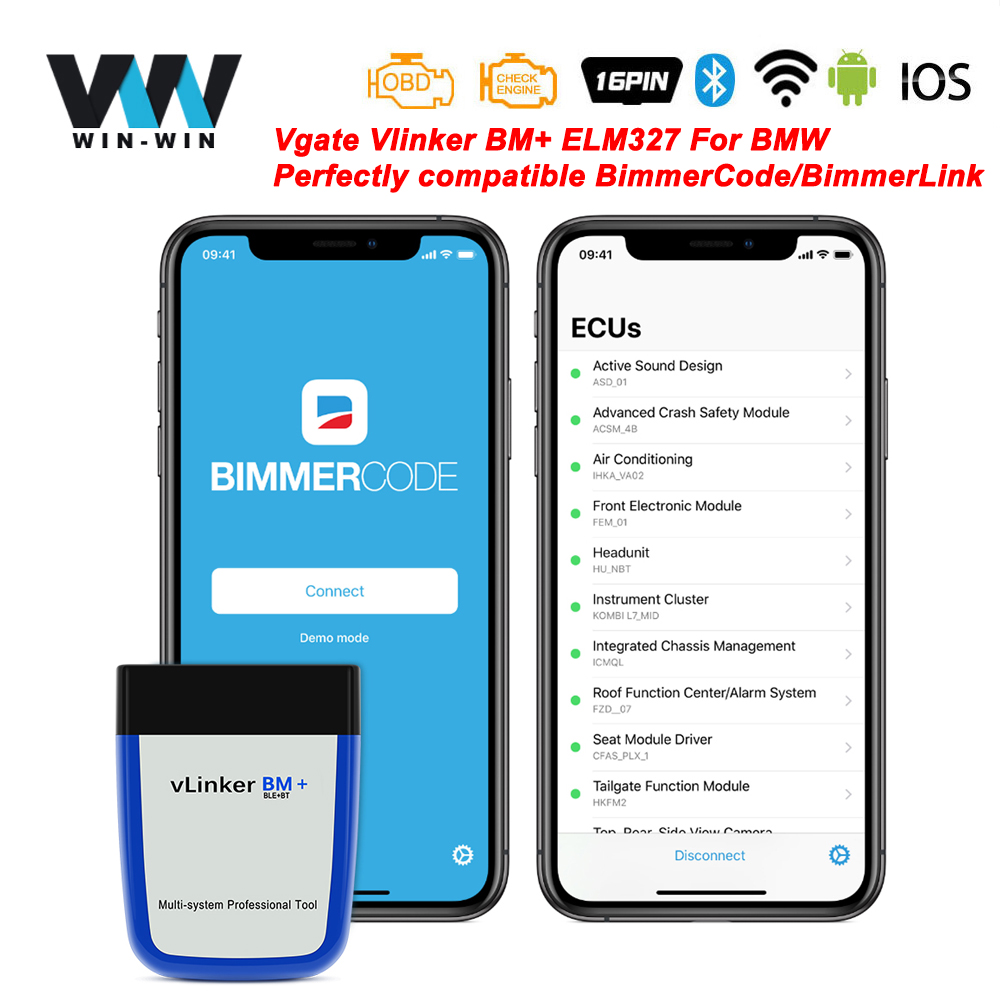Vgate vLinker BM+ ELM327 V2.2 BT 4.0 wifi For BMW Scanner OBD 2 OBD2 Car  Diagnostic Auto Tool ELM 327 ODB2 Bimmercode - AliExpress