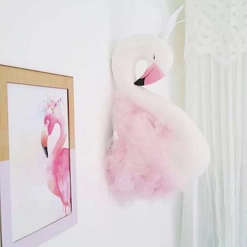 Baby Girl Room Decoration Animal Heads Swan Wall Hanging Decor For Children Room Nursery Room Decoration Soft Install Game House ► Photo 1/6