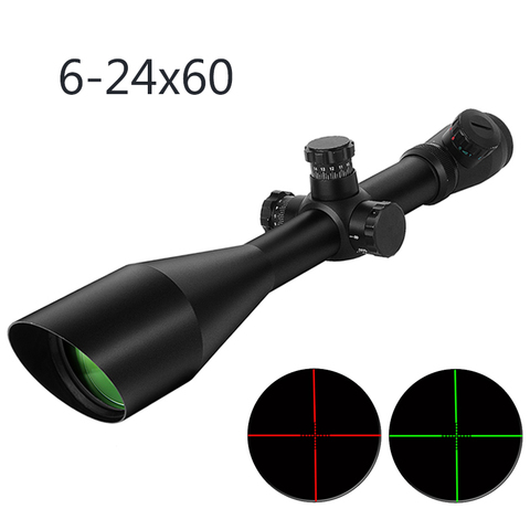 NEW M1 6-24x60 AO Tactical Outdoor Hunting Optics Scope Illuminated Red and Green Mildot Side Wheel Riflescope ► Photo 1/6