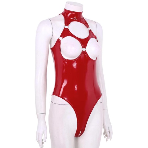 Women Porno Latex Catsuit Wetlook Leather Leotard Body Suit Sexy Shop Femme Open Cup Lingerie Crotchless Teddy Babydoll Bodysuit ► Photo 1/6