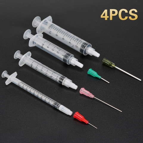 4pcs/set 1ml 3ml 5ml 10ml  Syringes with 4pcs 14G-25G Blunt Tip Needles and Caps For Industrial Dispensing Syringe ► Photo 1/1