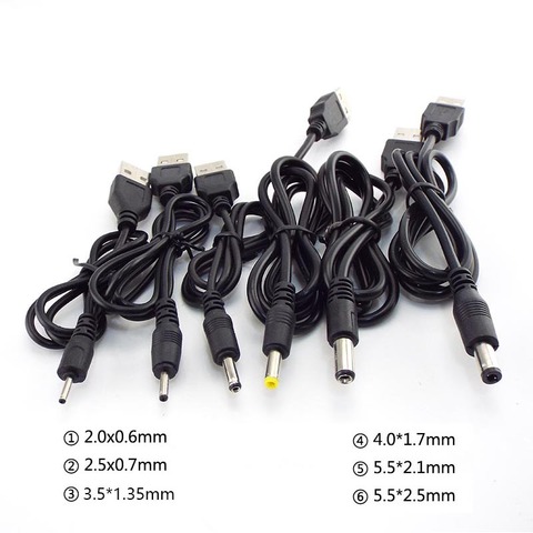 USB A Male to DC 2.0 0.6 2.5 3.5 1.35 4.0 1.7 5.5 2.1 5.5 2.5mm Power supply cord Plug Jack extension cable connector charger ► Photo 1/6