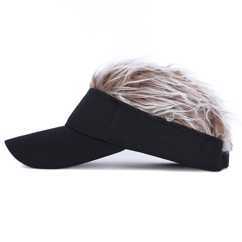 Golf Baseball Cap With Fake Flair Hair cap Sun Visor Fun Toupee Hats Mens Womens Spiked Hairs Wig hat ► Photo 1/1