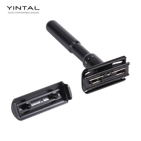 YINTAL Safety Razor For Men Adjustable Close Shaving Classic Double Edge Razor Blades Replacement Shaving 1 Razor 5 Blades ► Photo 1/6