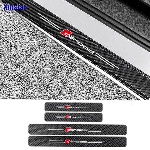 4pcs Carbon Fiber Allroad Door Sills Guards Sticker For Audi A4 A6 ► Photo 1/6