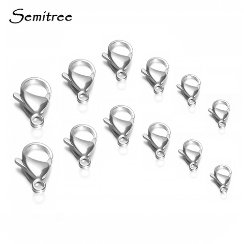 Semitree 50Pcs/Lot Stainless Steel 9/10/11/12/13/15mm Lobster Clasps Hooks Connector for DIY Jewelry Findings Materials Supplies ► Photo 1/6