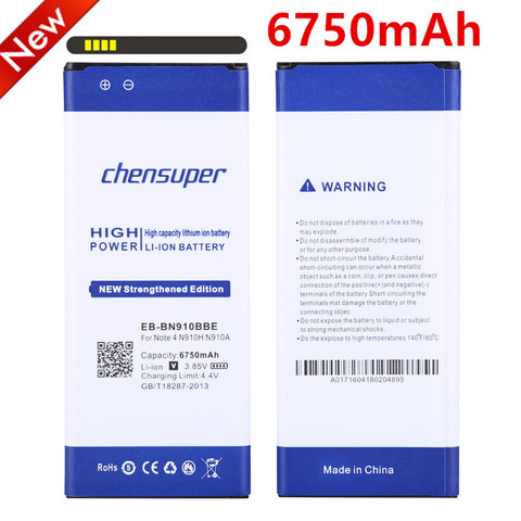 NEW 6750mAh Battery EB-BN910BBE For Samsung Galaxy Note 4 Note4 N910 Battery N910H N910A N910C N910F N910FQ N910X N910W N910T ► Photo 1/3