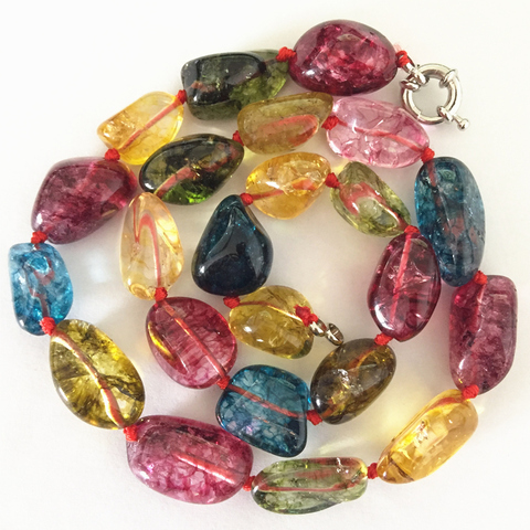 High grade multicolor faux tourmaline irregular 10-15mm semi-precious stone strand necklace women fashion jewelry 18inch B2685-1 ► Photo 1/5