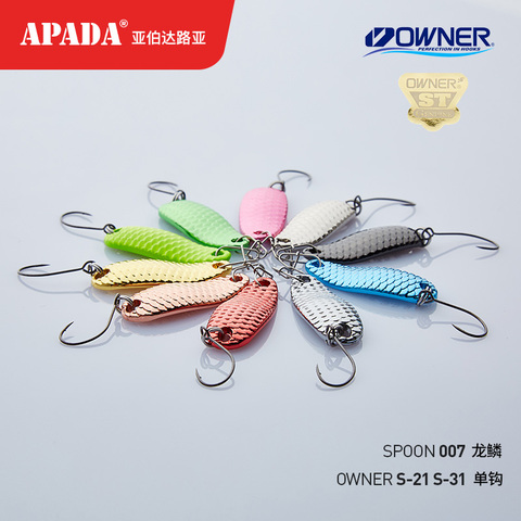APADA Spoon 007 Loong Scale 2.5g/3.5g OWNER Single Hook 28-32mm Multicolor Metal little Spoon Fishing Lures ► Photo 1/6