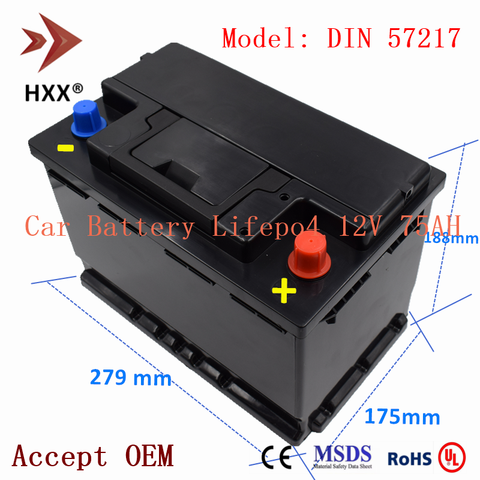 12V 75Ah Lifepo4 Battery Pack CCA 1000A Compatible Gas Car 12V Lead Acid Battery for BMW-3 A6 A8 Volvo-240 940 960 Good Quality ► Photo 1/6