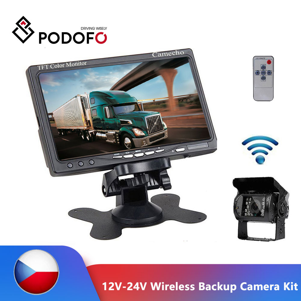 4.3" Foldable Monitor 12V/24V Wireless 7 IR LED Car Reverse Backup Camera Kit 