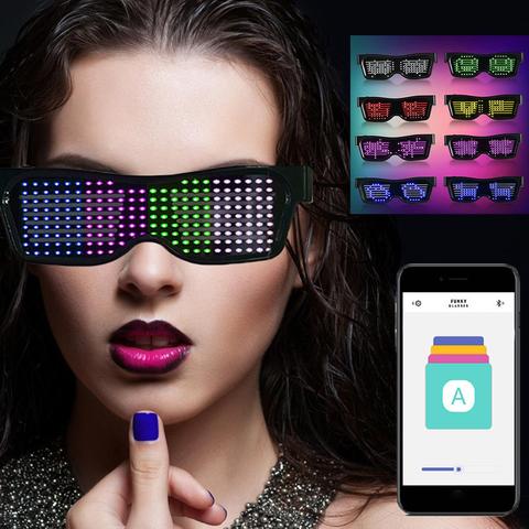 Magic Flash Led Halloween Party Bluetooth Control Application Editable Text DIY USB LED Glasses DJ Sun Glasses Concert Light Toy ► Photo 1/6