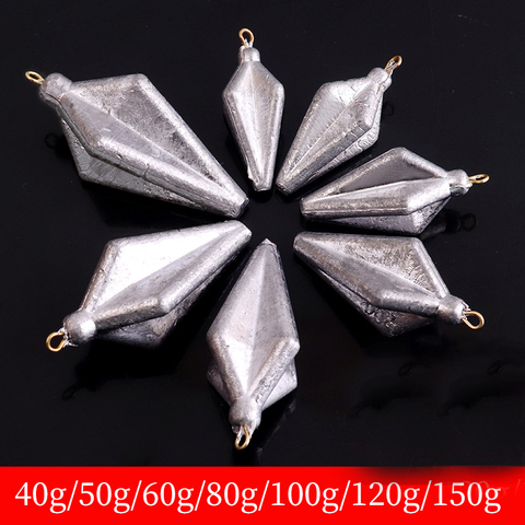 Fishing Lead 40g/50g/60g/80g/100g/120/120/150g Big Heavy Quadrangle Lead Fishing Sinkers DiaMond Fishing Weights For Sea Fishing ► Photo 1/5