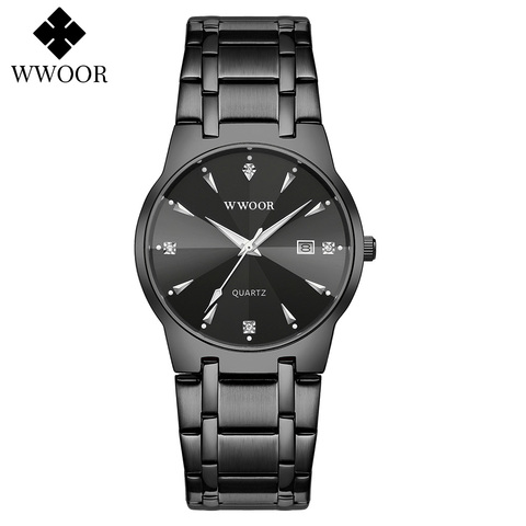 WWOOR Fashion Men Watches 2022 Luxury Diamond Quartz Full Black Watch Men Stainless Steel Waterproof Date Wrist Watch Man xfcs ► Photo 1/6