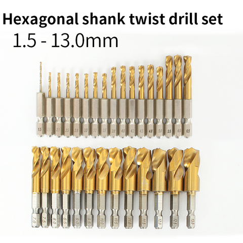 Hexagonal handle 1/4 inch angle iron plate stainless steel special twist drill set Q type ultra short drill hole 1.5-13mm ► Photo 1/6