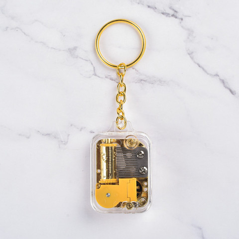 Mini Gold-Plated Movement Square Keychain Pendant Music Box Music Box Birthday Gift Creative Gifts & Crafts ► Photo 1/6