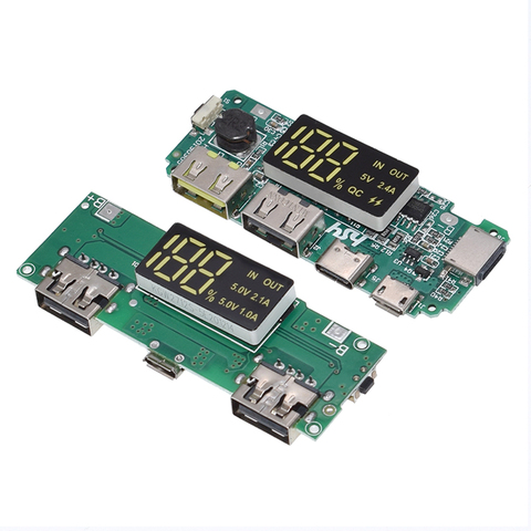 LED Dual USB 5V 2.4A Micro/Type-C USB Mobile Power Bank 18650 Charging Module Lithium Battery Charger Board Circuit Protection ► Photo 1/6