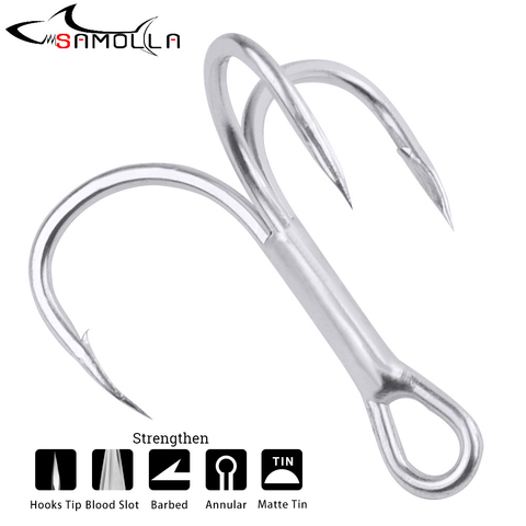 Super Strong Treble Hooks Fishing Tackle 10pcs Treble Hook High Strength Hooks 1#-10# High-Carbon Steel Saltwater Fishing Hook ► Photo 1/6