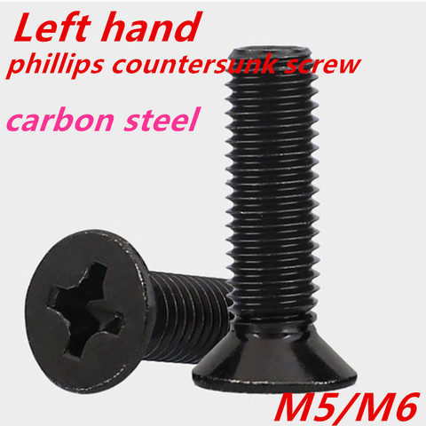 M5M6 black carbon steel white plated zinc left hands threaded phillips flat head countersunk screws cross drill bolts765 ► Photo 1/6