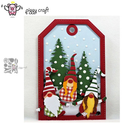 Piggy Craft metal cutting dies cut die mold Christmas gnome dwarf Scrapbook paper craft knife mould blade punch stencils dies ► Photo 1/3