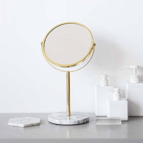 Luxury Marble Base Rose Gold Mirror Makeup Vanity Mirror Home Decor Cosmetic Ladies Office Dormitory Desktop Round Mirror ► Photo 1/6