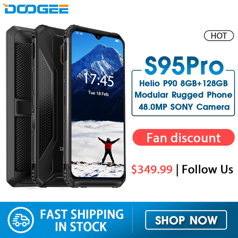 IP68/IP69K DOOGEE S95 Pro Modular Rugged Mobile Phone 6.3inch Display 5150mAh Helio P90 Octa Core 8GB 128GB 48MP Cam Android 9 ► Photo 1/6