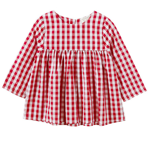 New Summer Children Cotton Plaid Dresses Casual Baby Girls Long Sleeve Dress Vestido Infantil Kids Costume Toddler 0-4Y ► Photo 1/6