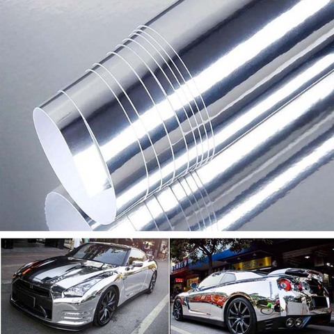 5meters Car Wrap Covering Film Silver whole Chrome Mirror Flexible Vinyl Wrap Sheet Motorcycle Car Wrapping Film Foil Stickers ► Photo 1/6