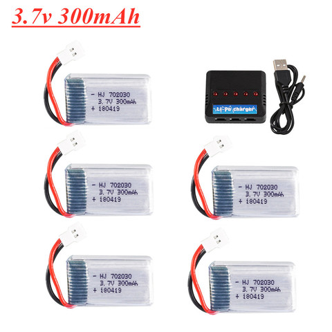 3.7V 300mAh 702030 Lipo Battery + 3.7v Charger For Udi U816 U830 F180 E55 FQ777 FQ17W Hubsan H107 Syma X11C FY530 RC Drone Parts ► Photo 1/4