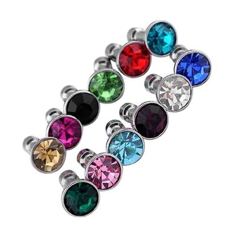 12 Pcs Mixed Color Rhinestone Copper Anti Dust Plug 3.5mm for Apple iPhone mobile phone accessories ► Photo 1/6