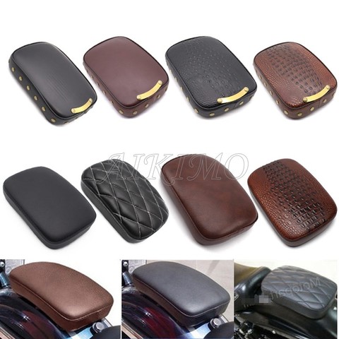 PU Leather Rectangle Rear Pillion Passenger Pad Seat 8 Suction Cups For Harley Dyna Sportster Touring Cruiser Chopper Custom ► Photo 1/6