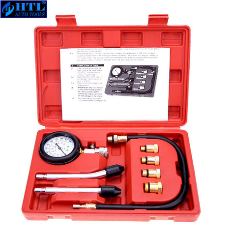 Compression Tester Pressure Gauge Tester Kit Motor Auto Petrol Gas Engine Cylinder Car Motorcycle Pressure Gauge with Adapter ► Photo 1/6