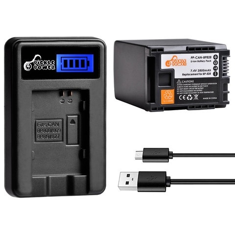 2Pc BP-828 BP 828 BP828 Battery+LCD Charger for Canon BP-820 LEGRIA iVIS VIXIA GX10 XF400 XF405 HF G30 G40 XA20 XA25 XA35 HFM300 ► Photo 1/6